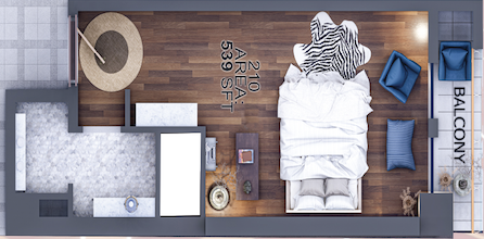 Studio Apartment – 539 Sq. Ft