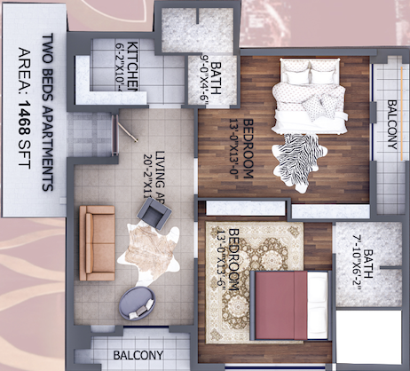 2-Bedroom Apartment – 1468 Sq. Ft.